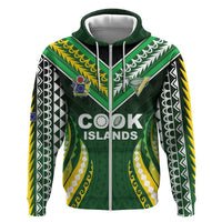 Custom Cook Islands Rugby Zip Hoodie Unique Style Green Version - Polynesian Pride