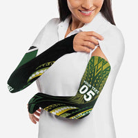 Custom Cook Islands Rugby Arm Sleeves Unique Style Black Version - Polynesian Pride