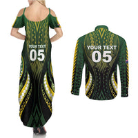 Custom Cook Islands Rugby Couples Matching Summer Maxi Dress and Long Sleeve Button Shirt Unique Style Black Version - Polynesian Pride