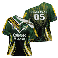 Custom Cook Islands Rugby Cross Shoulder Shirt Unique Style Black Version - Polynesian Pride