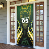 Custom Cook Islands Rugby Door Cover Unique Style Black Version - Polynesian Pride