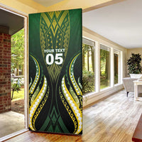 Custom Cook Islands Rugby Door Cover Unique Style Black Version - Polynesian Pride