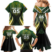 Custom Cook Islands Rugby Family Matching Mermaid Dress and Hawaiian Shirt Unique Style Black Version LT05 - Polynesian Pride