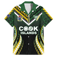 Custom Cook Islands Rugby Family Matching Off The Shoulder Long Sleeve Dress and Hawaiian Shirt Unique Style Black Version LT05 Dad's Shirt - Short Sleeve Black - Polynesian Pride