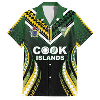 Custom Cook Islands Rugby Family Matching Off Shoulder Short Dress and Hawaiian Shirt Unique Style Black Version - Polynesian Pride