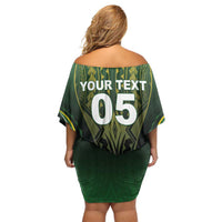 Custom Cook Islands Rugby Family Matching Off Shoulder Short Dress and Hawaiian Shirt Unique Style Black Version - Polynesian Pride