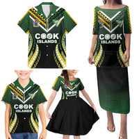 Custom Cook Islands Rugby Family Matching Puletasi and Hawaiian Shirt Unique Style Black Version LT05 - Polynesian Pride