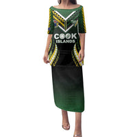 Custom Cook Islands Rugby Family Matching Puletasi and Hawaiian Shirt Unique Style Black Version LT05 Mom's Dress Black - Polynesian Pride