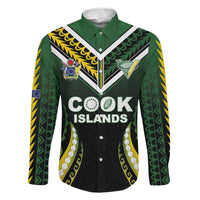Custom Cook Islands Rugby Family Matching Short Sleeve Bodycon Dress and Hawaiian Shirt Unique Style Black Version LT05 Dad's Shirt - Long Sleeve Black - Polynesian Pride