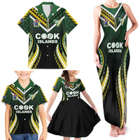 Custom Cook Islands Rugby Family Matching Tank Maxi Dress and Hawaiian Shirt Unique Style Black Version LT05 - Polynesian Pride