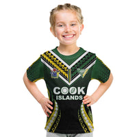 Custom Cook Islands Rugby Kid T Shirt Unique Style Black Version - Polynesian Pride