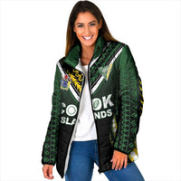 Custom Cook Islands Rugby Padded Jacket Unique Style Black Version - Polynesian Pride