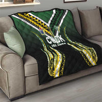 Cook Islands Rugby Quilt Unique Style Black Version - Polynesian Pride