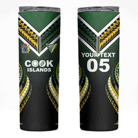 Custom Cook Islands Rugby Skinny Tumbler Unique Style Black Version - Polynesian Pride