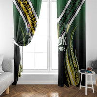 Cook Islands Rugby Window Curtain Unique Style Black Version - Polynesian Pride
