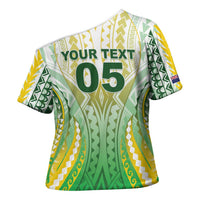 Custom Cook Islands Rugby Cross Shoulder Shirt Unique Style White Version - Polynesian Pride