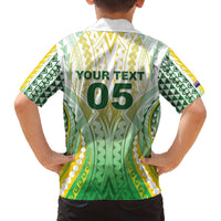 Custom Cook Islands Rugby Family Matching Off The Shoulder Long Sleeve Dress and Hawaiian Shirt Unique Style White Version - Polynesian Pride