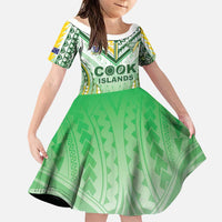 Custom Cook Islands Rugby Family Matching Off Shoulder Maxi Dress and Hawaiian Shirt Unique Style White Version LT05 Daughter's Dress White - Polynesian Pride