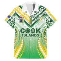 Custom Cook Islands Rugby Family Matching Off Shoulder Short Dress and Hawaiian Shirt Unique Style White Version LT05 Dad's Shirt - Short Sleeve White - Polynesian Pride