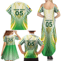 Custom Cook Islands Rugby Family Matching Summer Maxi Dress and Hawaiian Shirt Unique Style White Version LT05 - Polynesian Pride