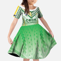 Custom Cook Islands Rugby Kid Short Sleeve Dress Unique Style White Version - Polynesian Pride