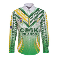 Custom Cook Islands Rugby Long Sleeve Button Shirt Unique Style White Version - Polynesian Pride