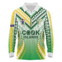 Custom Cook Islands Rugby Long Sleeve Polo Shirt Unique Style White Version - Polynesian Pride