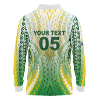 Custom Cook Islands Rugby Long Sleeve Polo Shirt Unique Style White Version - Polynesian Pride
