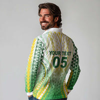Custom Cook Islands Rugby Long Sleeve Polo Shirt Unique Style White Version - Polynesian Pride