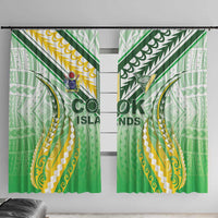 Cook Islands Rugby Window Curtain Unique Style White Version - Polynesian Pride