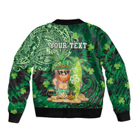 Personalised Hawaii St.Patrick Day Bomber Jacket Surfing Leprechaun LT05 - Polynesian Pride