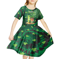 Personalised Hawaii St.Patrick Day Kid Short Sleeve Dress Surfing Leprechaun LT05 - Polynesian Pride