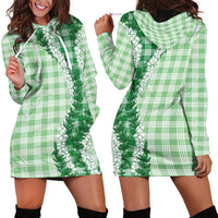 Green Hawaii Palaka Hoodie Dress Hawaiian Honohono Lei LT05 - Polynesian Pride