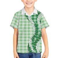 Green Hawaii Palaka Kid Hawaiian Shirt Hawaiian Honohono Lei LT05 Kid Green - Polynesian Pride