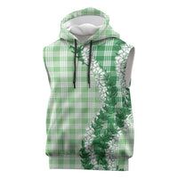 Green Hawaii Palaka Sleeveless Hoodie Hawaiian Honohono Lei LT05 Green - Polynesian Pride