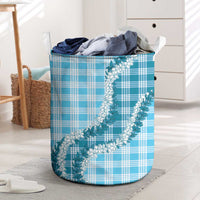 Blue Hawaii Palaka Laundry Basket Hawaiian Honohono Lei