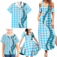Blue Hawaii Palaka Family Matching Summer Maxi Dress and Hawaiian Shirt Hawaiian Honohono Lei LT05 - Polynesian Pride