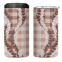 Beige Hawaii Palaka 4 in 1 Can Cooler Tumbler Hawaiian Honohono Lei