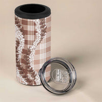 Beige Hawaii Palaka 4 in 1 Can Cooler Tumbler Hawaiian Honohono Lei