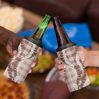 Beige Hawaii Palaka 4 in 1 Can Cooler Tumbler Hawaiian Honohono Lei