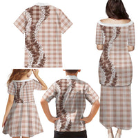 Beige Hawaii Palaka Family Matching Puletasi and Hawaiian Shirt Hawaiian Honohono Lei LT05 - Polynesian Pride