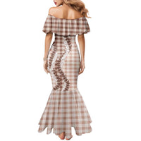 Beige Hawaii Palaka Mermaid Dress Hawaiian Honohono Lei LT05 - Polynesian Pride