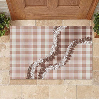 Beige Hawaii Palaka Rubber Doormat Hawaiian Honohono Lei
