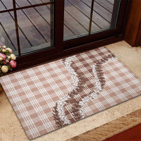 Beige Hawaii Palaka Rubber Doormat Hawaiian Honohono Lei