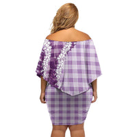 Violet Hawaii Palaka Family Matching Off Shoulder Short Dress and Hawaiian Shirt Hawaiian Honohono Lei LT05 - Polynesian Pride