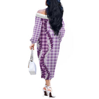 Violet Hawaii Palaka Off The Shoulder Long Sleeve Dress Hawaiian Honohono Lei LT05 - Polynesian Pride