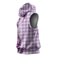 Violet Hawaii Palaka Sleeveless Hoodie Hawaiian Honohono Lei