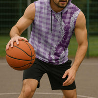 Violet Hawaii Palaka Sleeveless Hoodie Hawaiian Honohono Lei