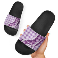 Violet Hawaii Palaka Slide Sandals Hawaiian Honohono Lei