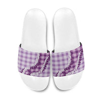 Violet Hawaii Palaka Slide Sandals Hawaiian Honohono Lei